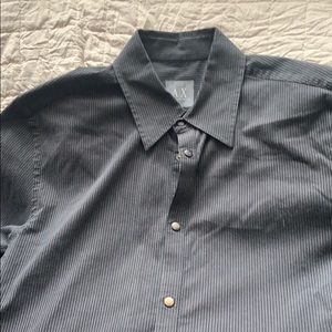 Long sleeve Armani exchange shirt dress with jeans